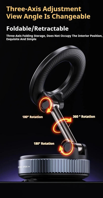 MagSafe Car Phone Holder – Magnetic Suction Cup Mount with 360° Rotation & Foldable Design