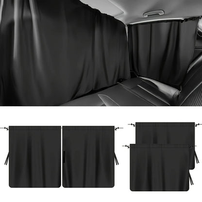 4PCS Car Privacy Curtain Set – Detachable Window Shades for Travel & Camping