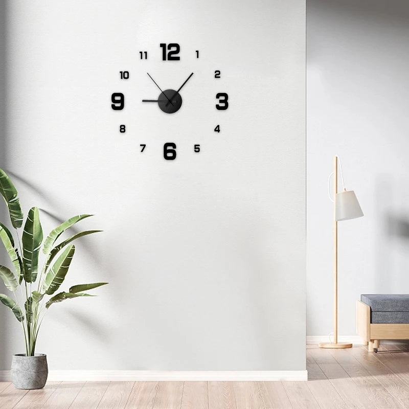 Creative Frameless DIY Wall Clock – Modern Silent Wall Decoration for Living Room & Office