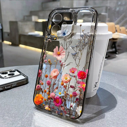 Flower Phone Case For iPhone 16 13 15 11 12 14 17 Pro Max Air 16E XS XR 7 8 SE Shockproof Transparent Cover Silicone Soft Fundas