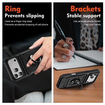Case For iPhone 17 16 15 14 13 Pro Max Plus 17 Air Magnetic Rotated Ring Kickstand Heavy Duty Drop Protection Wallet Armor Cover