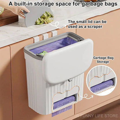Wall Mounted Trash Can with Lid – 8.5/12L Kitchen & Bathroom Cabinet Bin