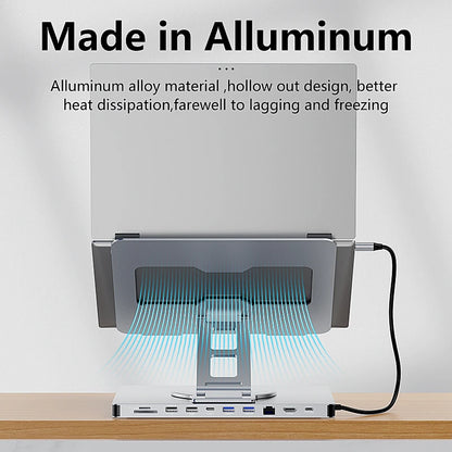 Blueendless 10-in-1 USB-C Hub & iPad Holder – 4K 60Hz Docking Station with 100W PD Charging