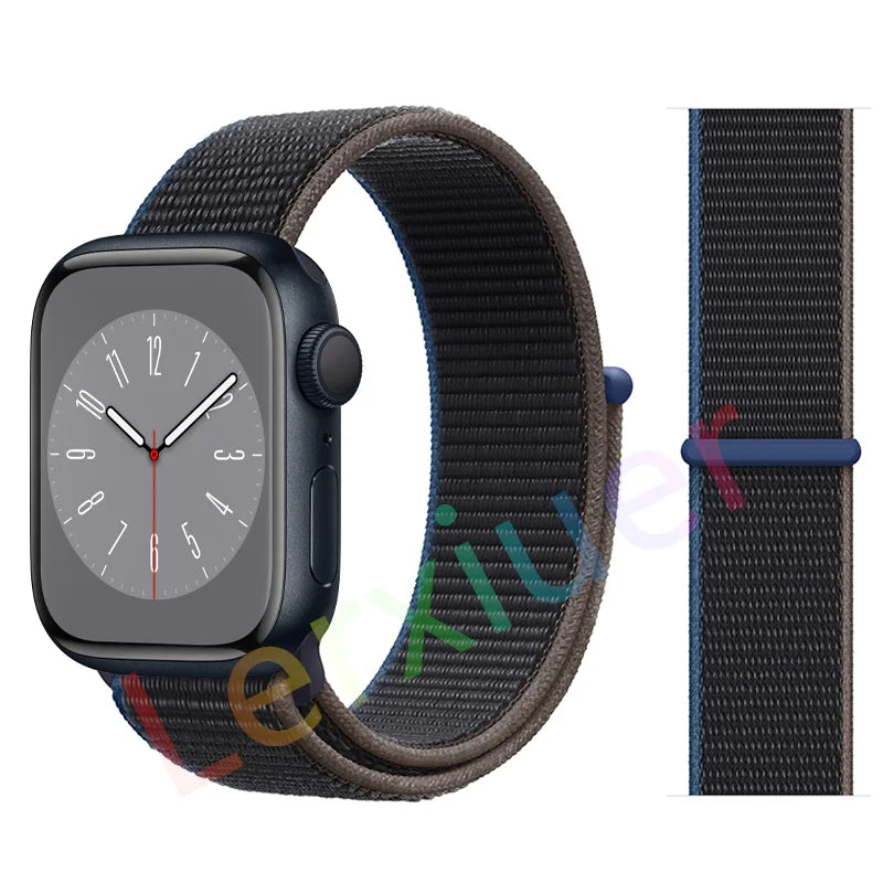 Nylon Loop Strap for Apple Watch Band 46mm 44mm 40mm 42mm 45mm 41mm 49mm 44 mm Bracelet iWatch Series Ultra 2 11 10 9 SE 7 6 5 4