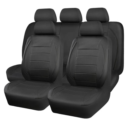 Universal Leather Car Seat Covers Red Simple Waterproof 5 Seat Car Seat Cover