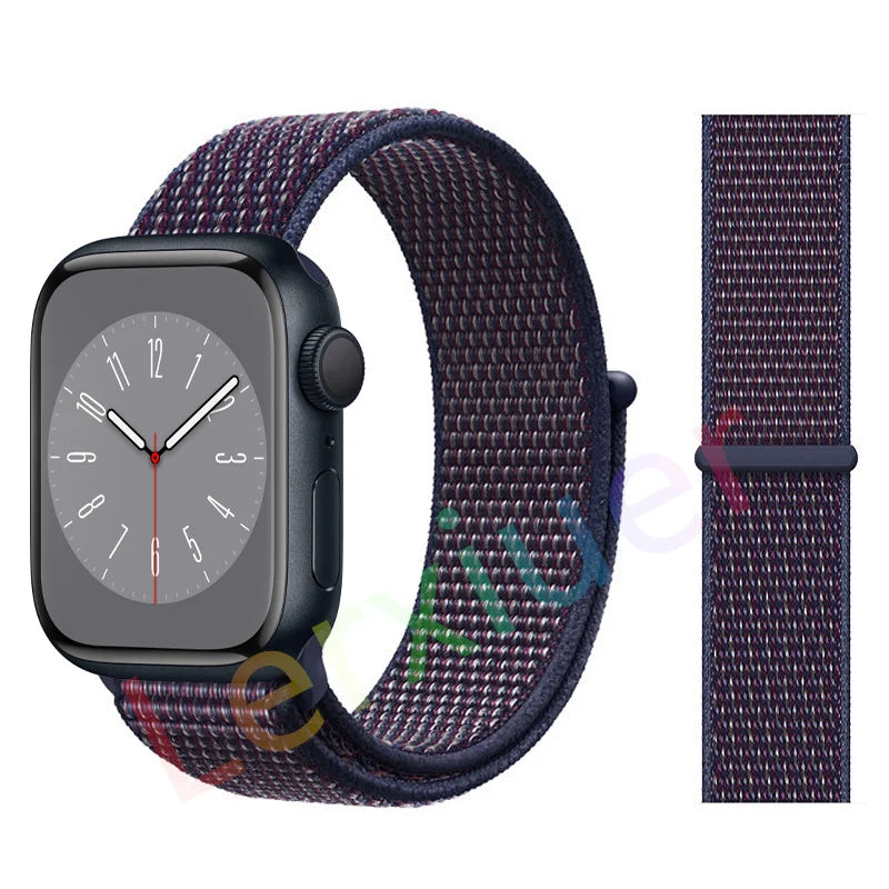 Nylon Loop Strap for Apple Watch Band 46mm 44mm 40mm 42mm 45mm 41mm 49mm 44 mm Bracelet iWatch Series Ultra 2 11 10 9 SE 7 6 5 4