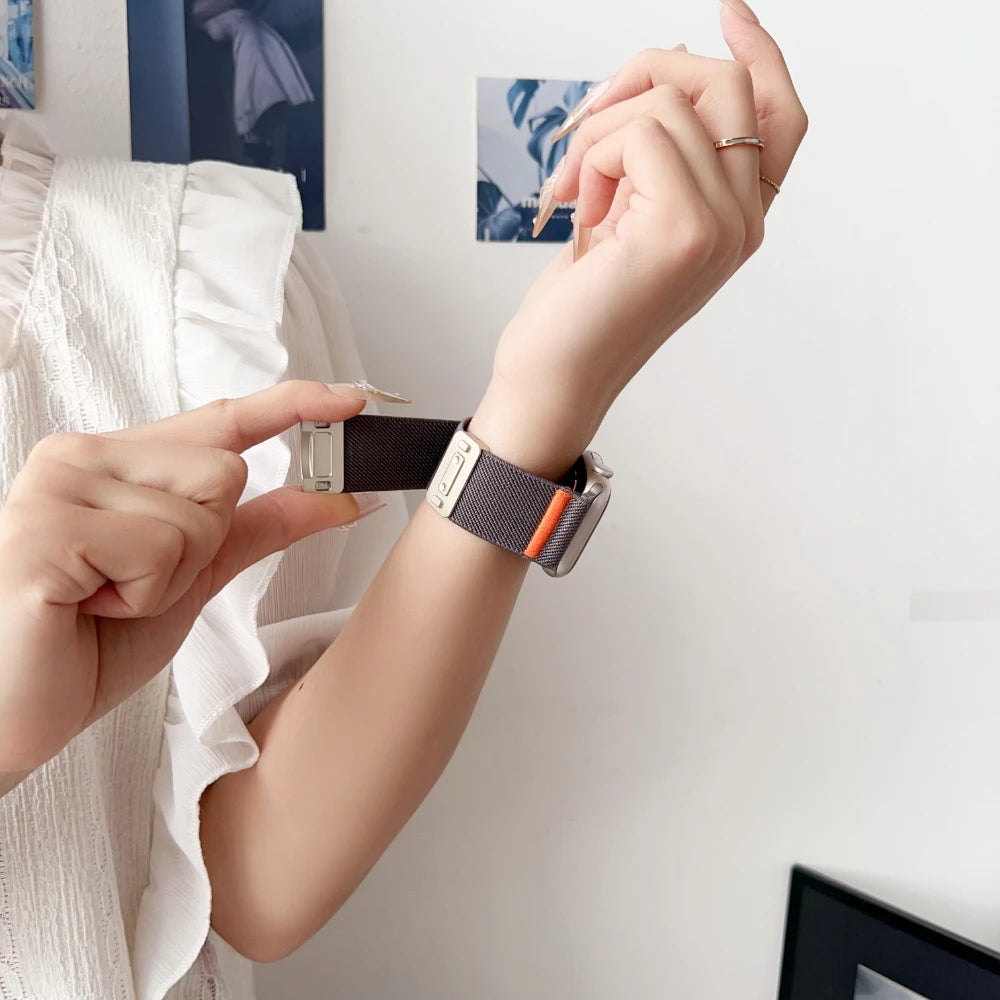 Nylon Magnetic Band for Apple Watch 45mm 41mm 44 40mm Series 10 46mm 42mm Soft Bracelet for IWatch Ultra 49mm 9 7 8 6 5 4 Strap