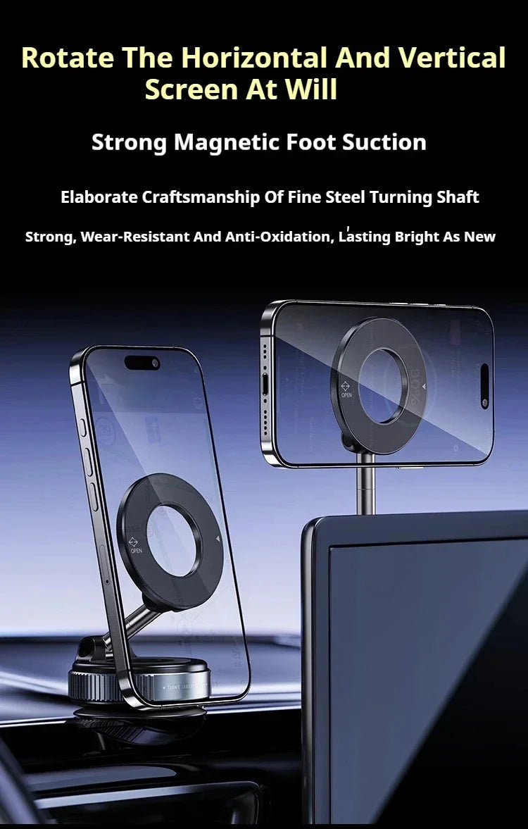 MagSafe Car Phone Holder – Magnetic Suction Cup Mount with 360° Rotation & Foldable Design