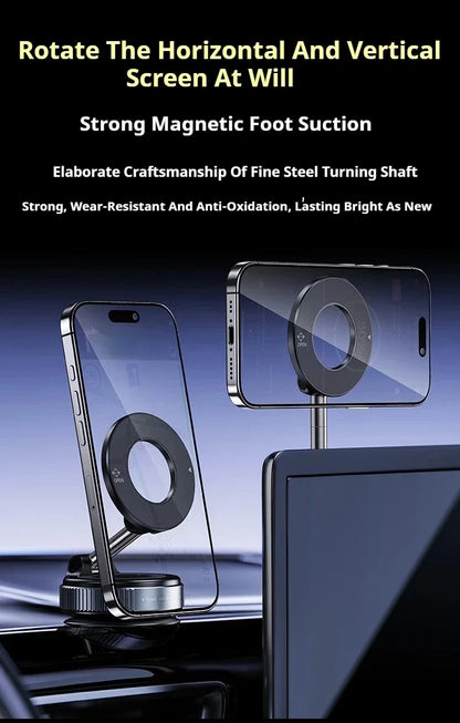 MagSafe Car Phone Holder – Magnetic Suction Cup Mount with 360° Rotation & Foldable Design