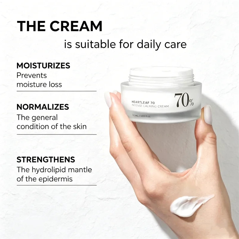 Korean Heartleaf 70 Intense Whitening Cream Soothing Facial Moisturizer Cream Barrier Repair Daily Cream 50ml Skincare Products