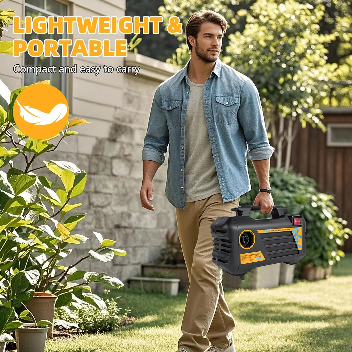3000W High Pressure Washer – Portable Power Cleaner with Adjustable Water Pressure