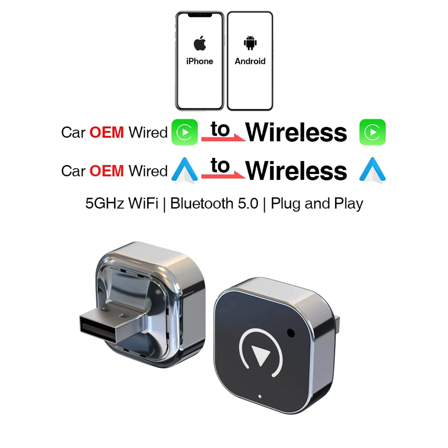 Wireless CarPlay Adapter for iPhone – Mini Plug & Play Auto Connect