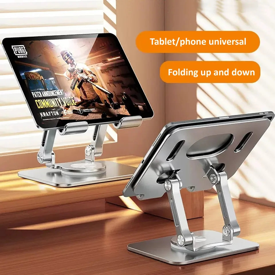 360° Rotating Tablet Stand – Adjustable Foldable Aluminum Holder for iPad & Phone