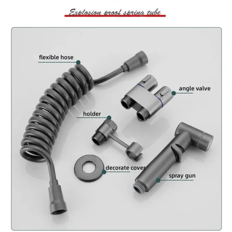 Toilet Cleaning Bidet Toilet Sprayer Set Water Portable Handheld Bidet Sprayer Shower Double Outlet Angle Valve Accessories
