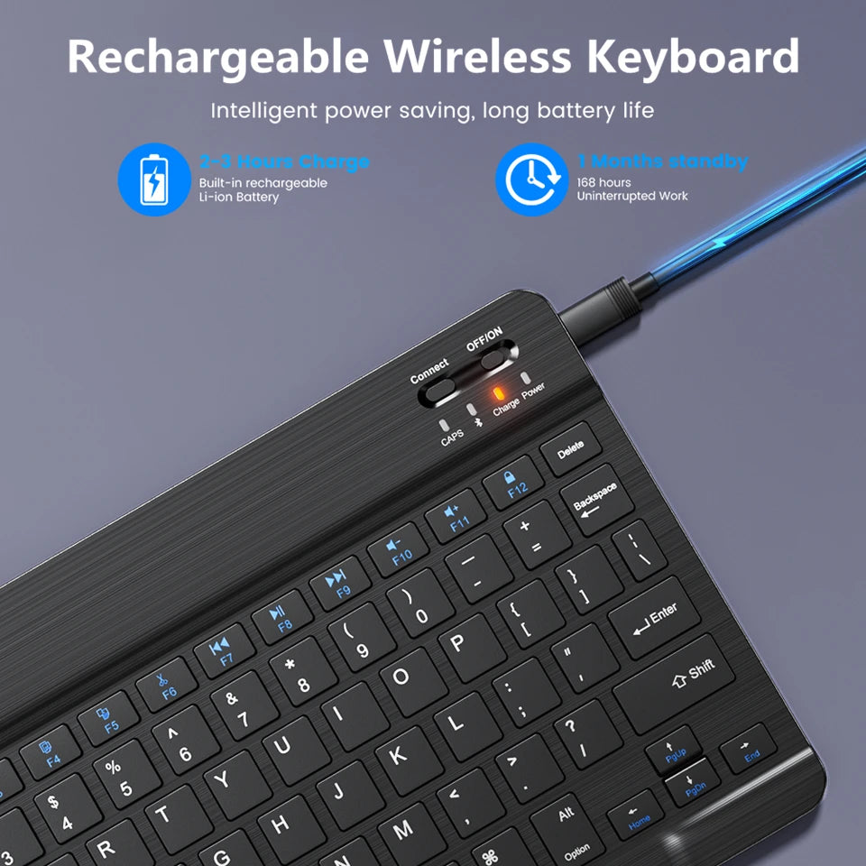 Mini Bluetooth Wireless Keyboard – Rechargeable for Laptop, Tablet & Phone (iOS/Android/Windows)