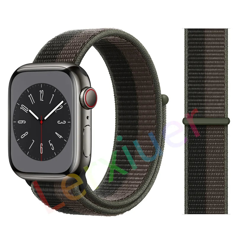 Nylon Loop Strap for Apple Watch Band 46mm 44mm 40mm 42mm 45mm 41mm 49mm 44 mm Bracelet iWatch Series Ultra 2 11 10 9 SE 7 6 5 4