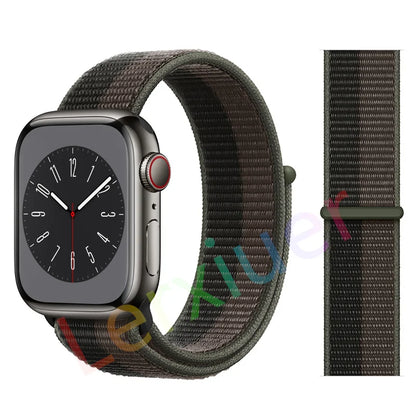Nylon Loop Strap for Apple Watch Band 46mm 44mm 40mm 42mm 45mm 41mm 49mm 44 mm Bracelet iWatch Series Ultra 2 11 10 9 SE 7 6 5 4