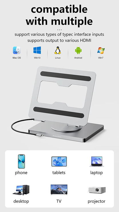 Blueendless 10-in-1 USB-C Hub & iPad Holder – 4K 60Hz Docking Station with 100W PD Charging