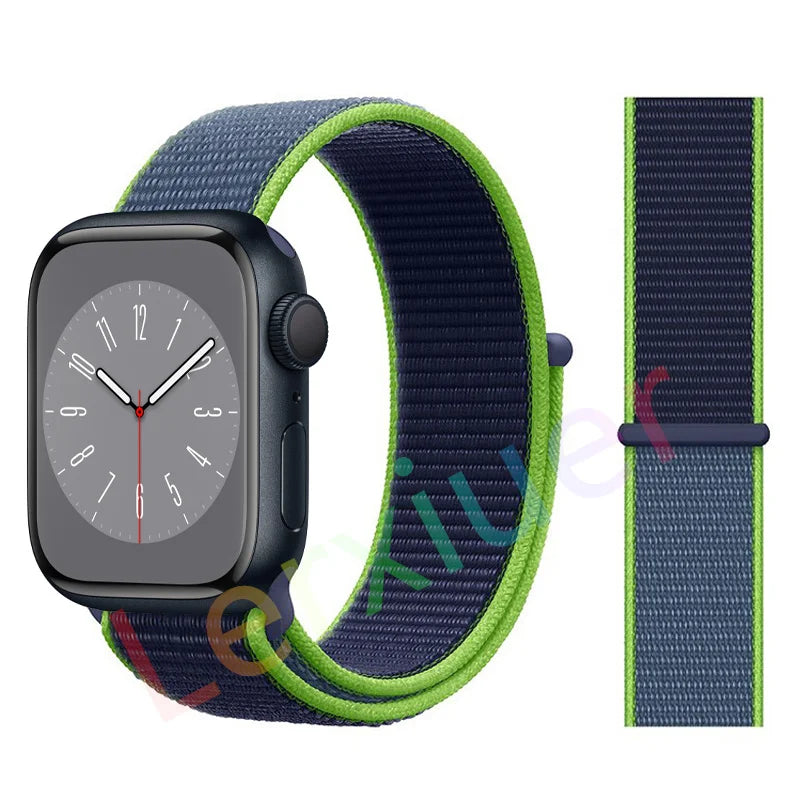 Nylon Loop Strap for Apple Watch Band 46mm 44mm 40mm 42mm 45mm 41mm 49mm 44 mm Bracelet iWatch Series Ultra 2 11 10 9 SE 7 6 5 4