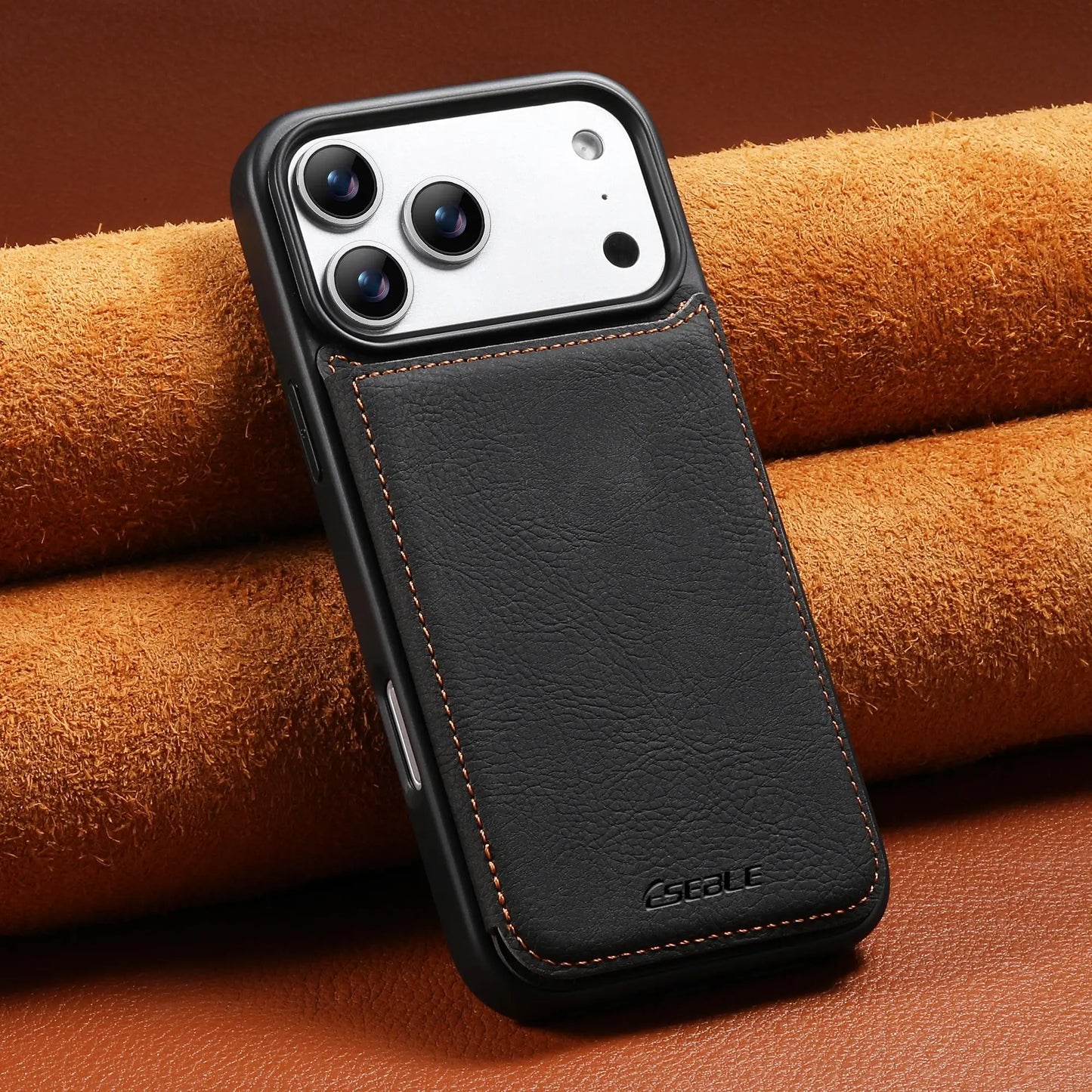 Luxury Leather Wallet Phone Case With Card Slots Stand For iPhone 17 16 15 14 13 Pro Max 16e Brown Shockproof Bumper Cover