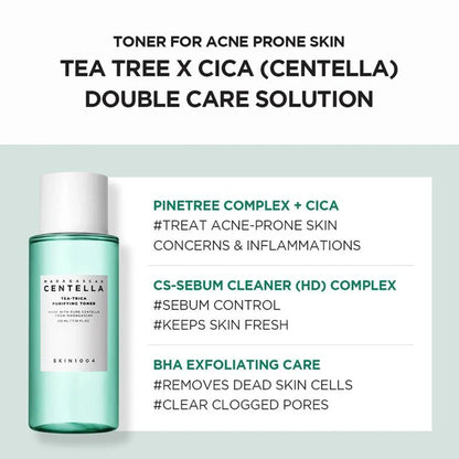 SKIN1004 Tea Tree & Centella Toner for Acne, Oil Control & Soothing, Madagascar Centella Asiatica, Korean Skincare，210ml