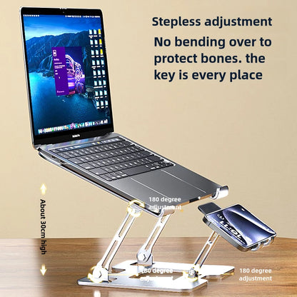 MultiFunctional Stand With Foldable Enhances Ventilation Adjustable Laptop Stand With Adjustable Phone Mount for Office Homes
