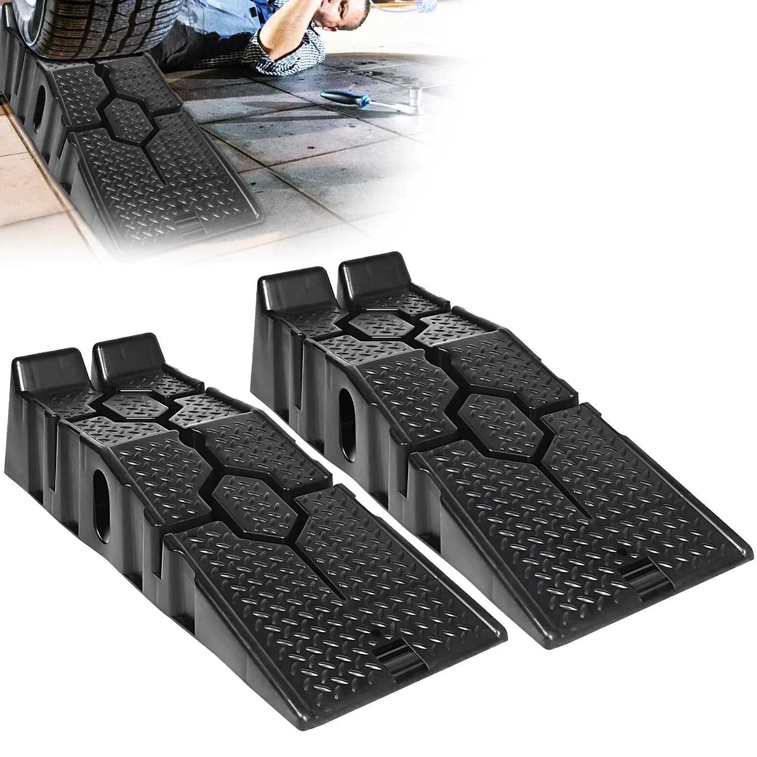 2pcs Car Ramps 90cm 3T Long Antiskid Working Ramps Heavy Duty Auto Oil Changing Repair Maintenance Lift Tools