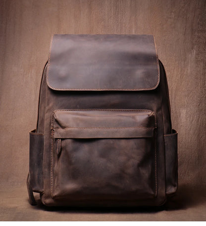 LUOKIR Genuine Leather Vintage Laptop Backpack