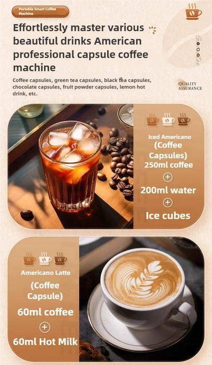 TINSOL Portable Coffee Maker Electric Capsule Grind Coffee Brewer is suitable for ground coffee and KCUP Capsule coffee capsules