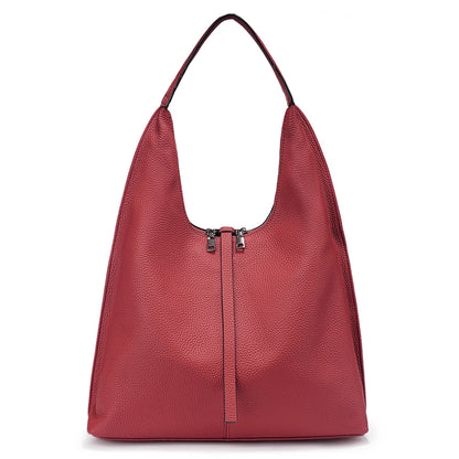 Zency Genuine Leather Hobo Bag – Large Capacity Cowhide Shoulder Tote for Women