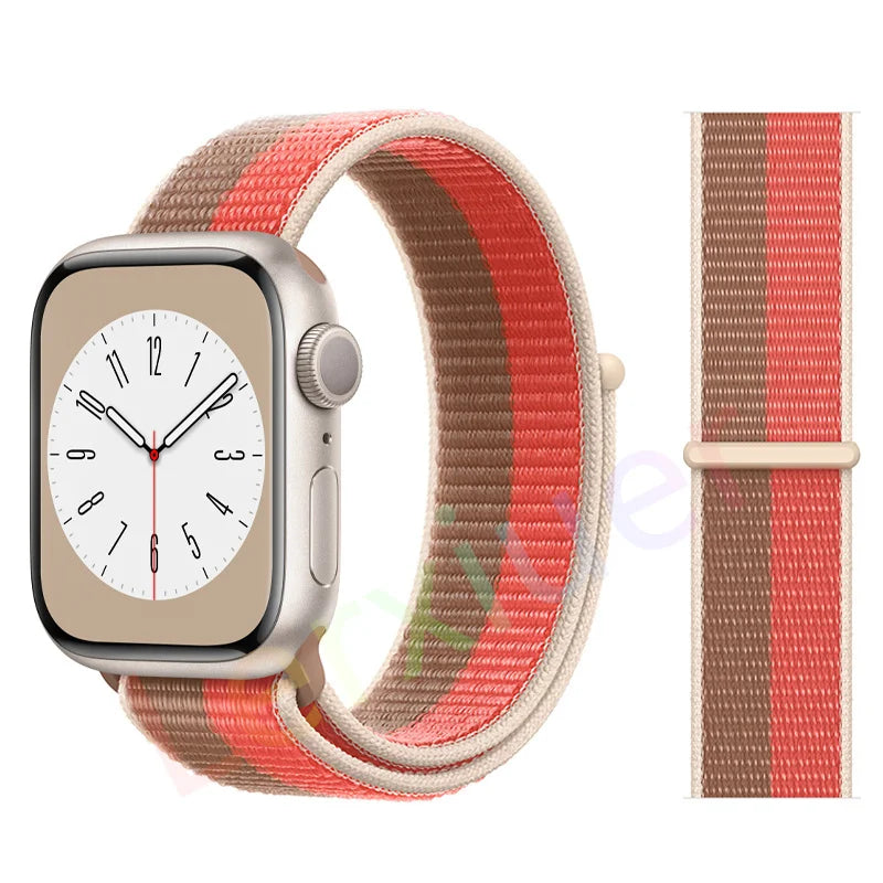 Nylon Loop Strap for Apple Watch Band 46mm 44mm 40mm 42mm 45mm 41mm 49mm 44 mm Bracelet iWatch Series Ultra 2 11 10 9 SE 7 6 5 4
