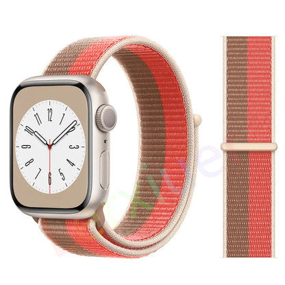 Nylon Loop Strap for Apple Watch Band 46mm 44mm 40mm 42mm 45mm 41mm 49mm 44 mm Bracelet iWatch Series Ultra 2 11 10 9 SE 7 6 5 4