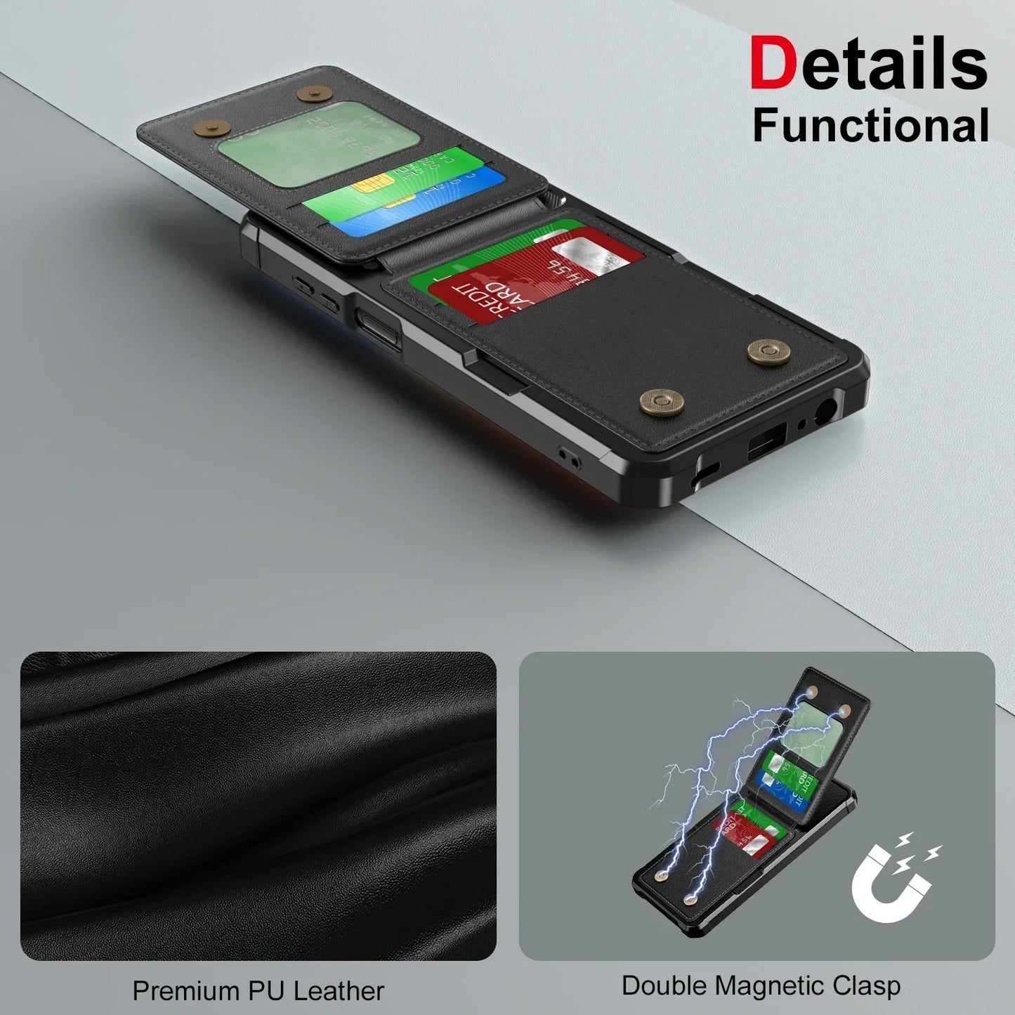 For Samsung S26 S25 S24 S23 S22 Ultra Plus FE A57 A37 A17 A56 A36 A16 A55 A35 A15 Wallet Case with Card Holder Slot Phone Cover