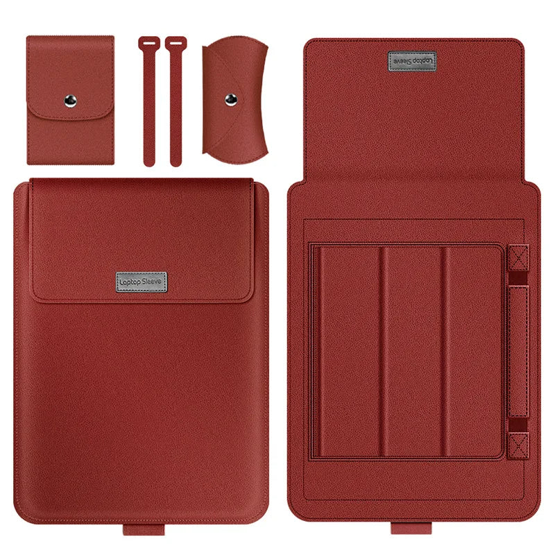 for Samsung Galaxy Book 4 5 Pro 360 Laptop Bag Flip Sleeve Stand Cable Belt Charger Mouse Pouch PU Antiwater Notebook Carry Case