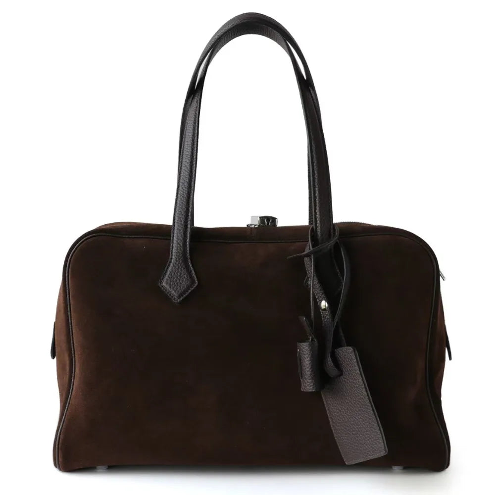 Premium Cowhide Boston Bag – Genuine Leather Large Capacity Women’s Bowling & Messenger Bag