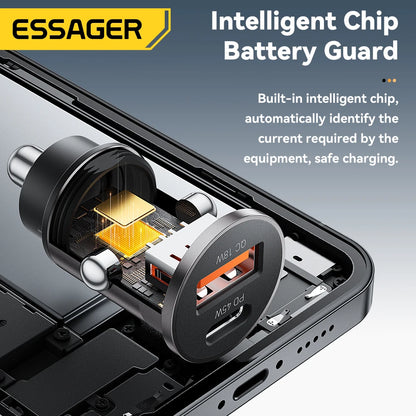 Essager 45W Car Charger Fast Charging Dual Port  PD QC3.0 Type-C Quick Charger for iPhone 16 15 14 Samsung Xiaomi Huawei Oppo