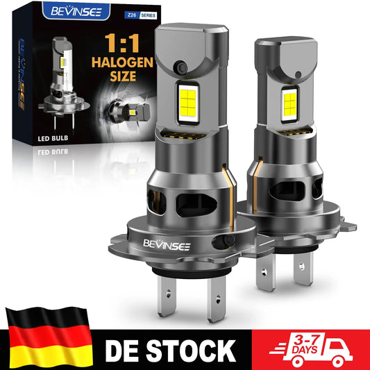 BEVINSEE H7 LED CANBUS Headlight Bulbs – 12000LM Super Bright 6000K White Light