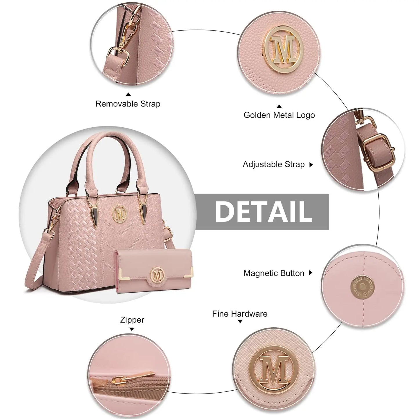 Miss Lulu WOMEN'S handbag Medium WOMEN'S Shopper Set Elegant PU leather handbag Ideal for Everyday Work
