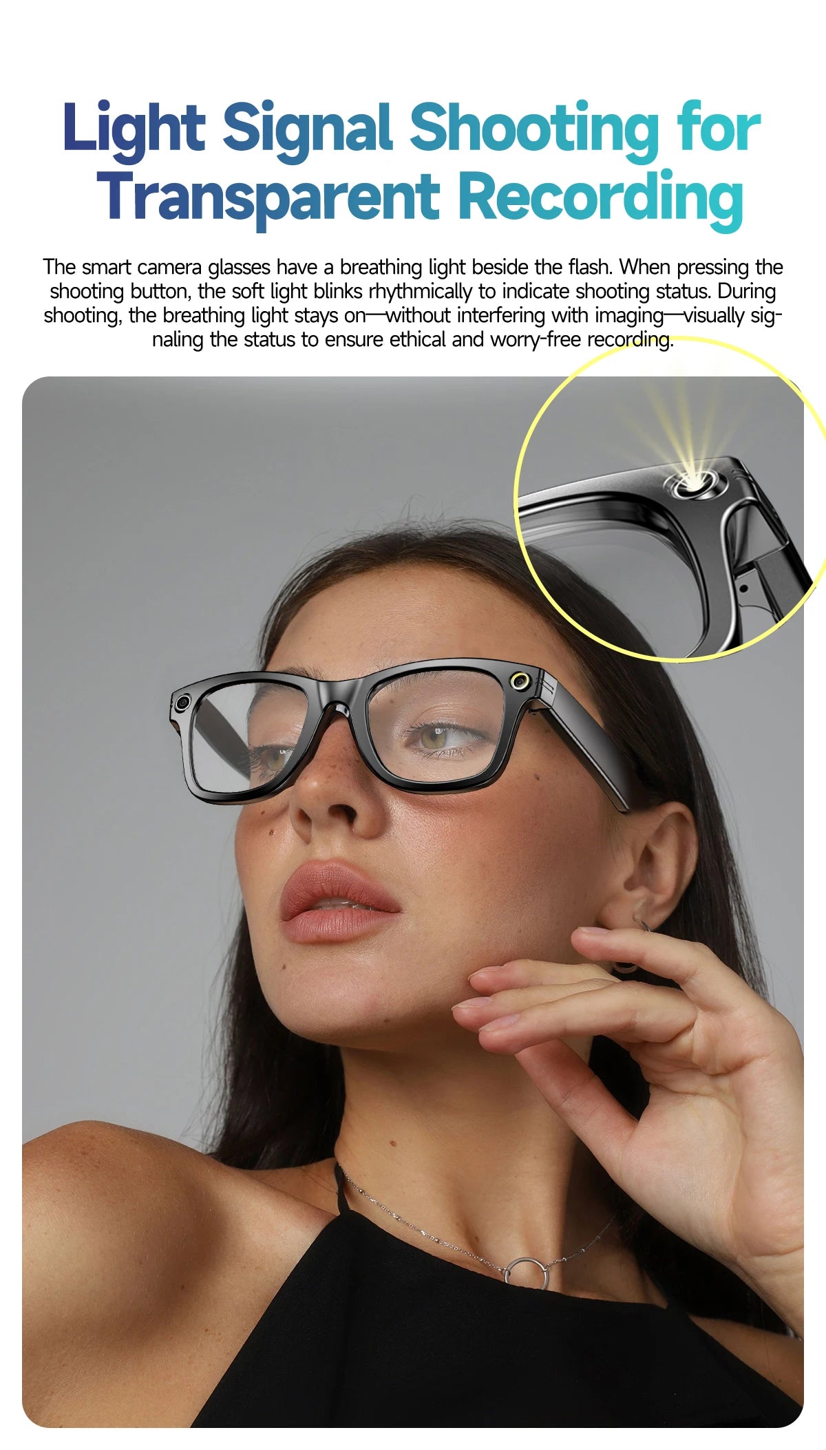 AI Smart Camera Glasses – Photo/Video Recording, Translation & Call Sunglasses (Waterproof)