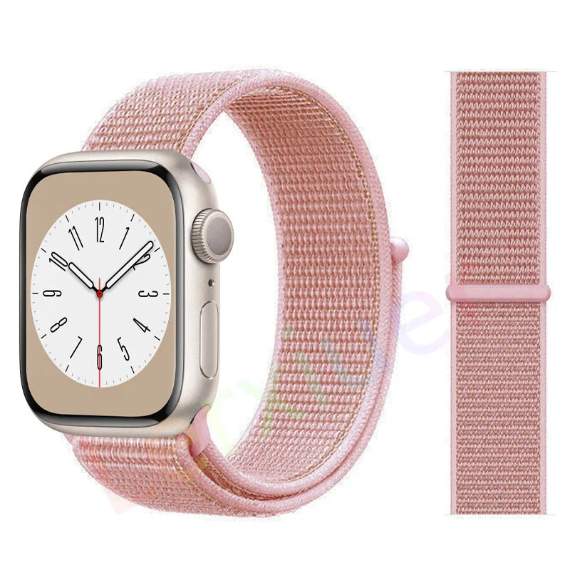 Nylon Loop Strap for Apple Watch Band 46mm 44mm 40mm 42mm 45mm 41mm 49mm 44 mm Bracelet iWatch Series Ultra 2 11 10 9 SE 7 6 5 4