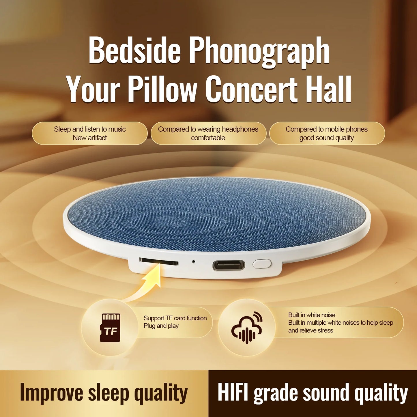 Lenovo Under Pillow Sleep Speaker – Ultra Slim HiFi Bone Conduction Sound Machine
