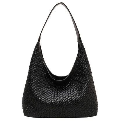 Stylish Women Large Shoulder Bag with Pouch Trendy PU Woven Tote Satchel Bag for Everyday Use and Shopping