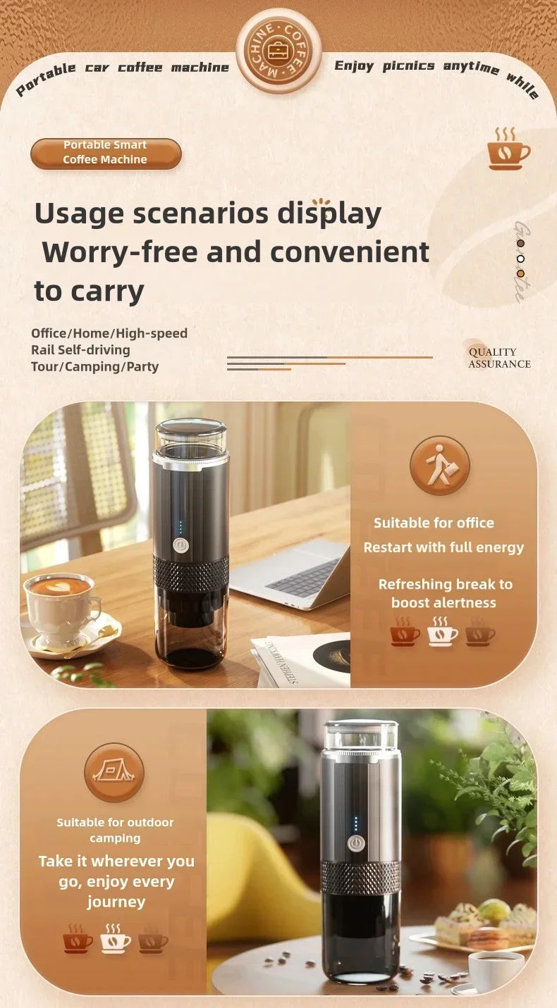TINSOL Portable Coffee Maker Electric Capsule Grind Coffee Brewer is suitable for ground coffee and KCUP Capsule coffee capsules