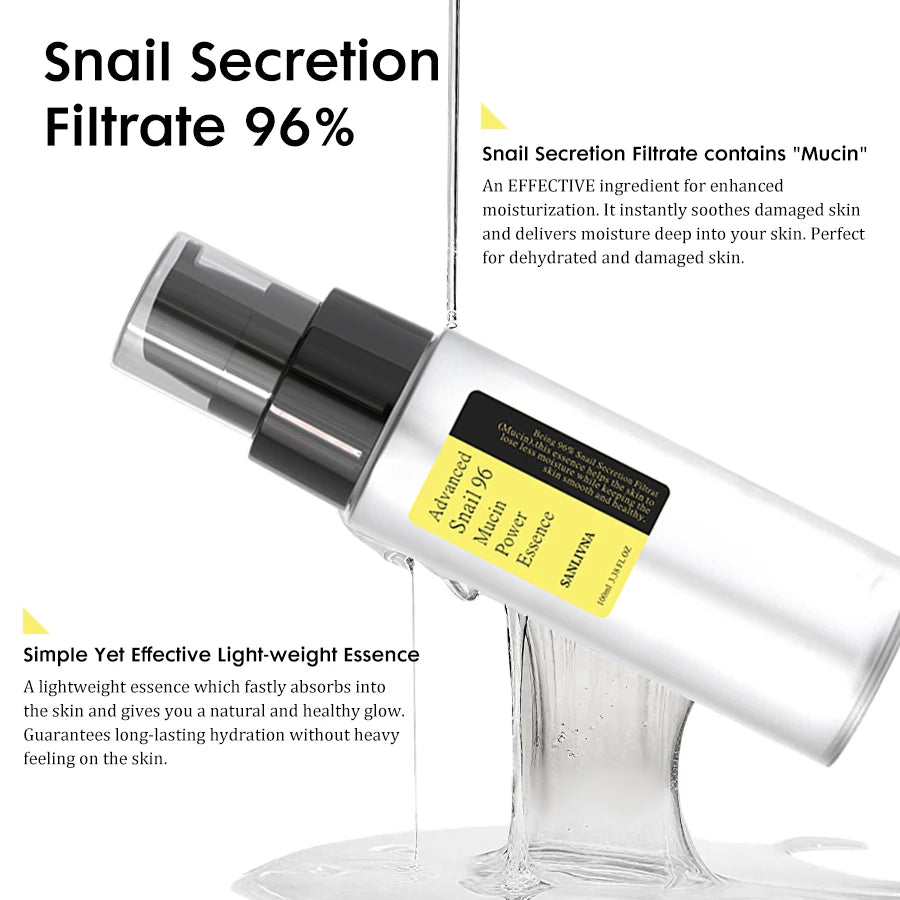 Snail mucus 96 facial essence reduces fine lines, facial cleanser deeply cleans impurities on the face, and moisturizes the skin