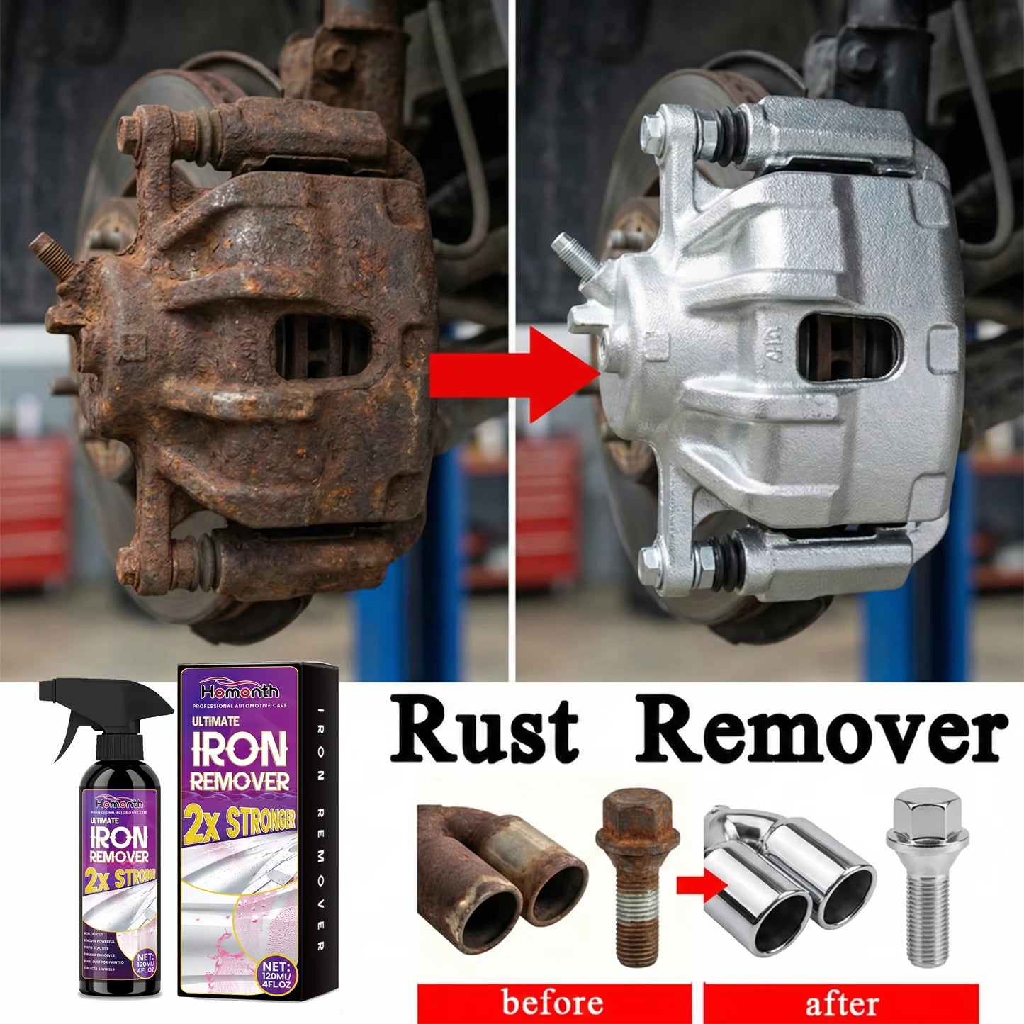Powerful Rust Remover Spray for Metal, Cars & Tools