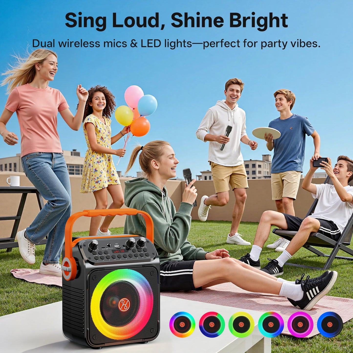 FanFun Karaoke Set – Bluetooth Speaker with 2 Wireless Microphones