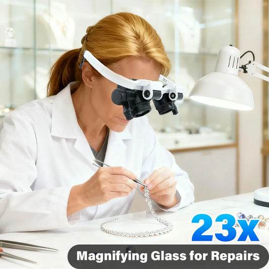 Head Mounted Magnifying Glass with LED – 8X/15X/23X Precision Repair Tool