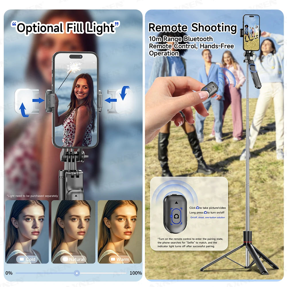 F16 Selfie Stick Tripod – 170cm Extendable with Bluetooth Remote & 360° Rotation