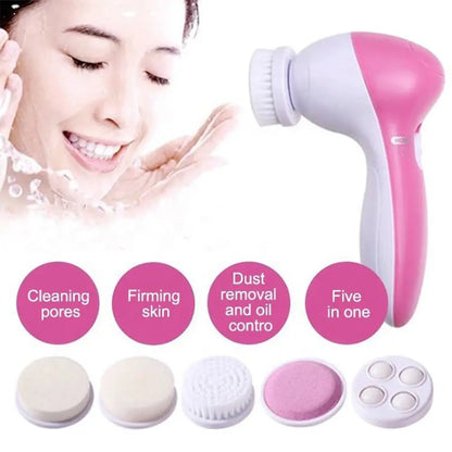 5-in-1 Electric Facial Cleansing Brush – Deep Clean & Skin Care Massager