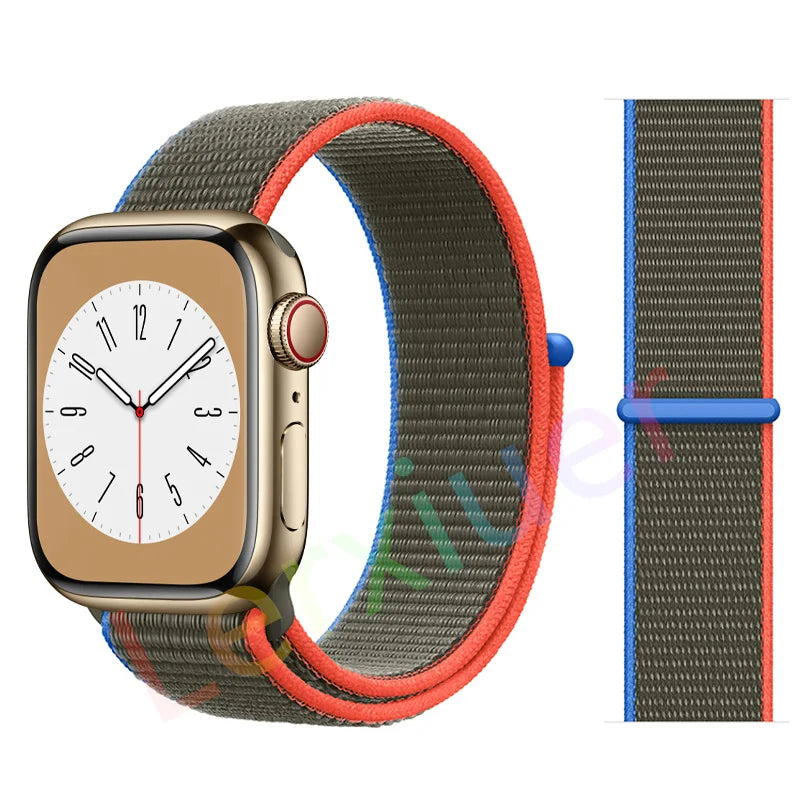 Nylon Loop Strap for Apple Watch Band 46mm 44mm 40mm 42mm 45mm 41mm 49mm 44 mm Bracelet iWatch Series Ultra 2 11 10 9 SE 7 6 5 4